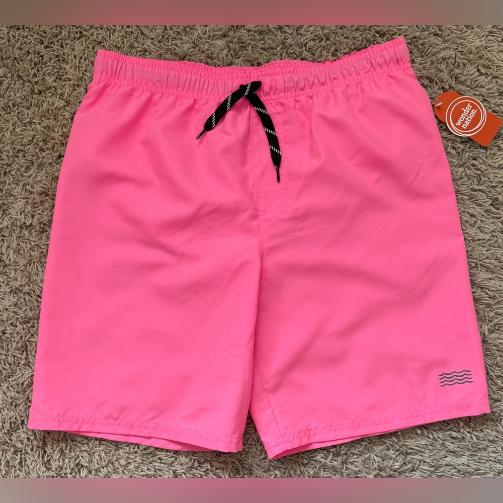 Wonder Nation Boys Everyday Bubble Pink Swim Short With UPF 50+ Size: XXL (18)